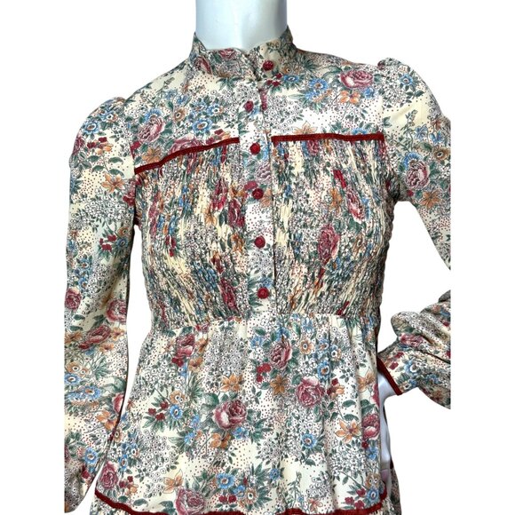 1970s boho dress with tiered skirt and shirred bodice by Jody T of California Si - Picture 5 of 9